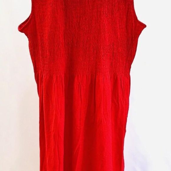 NWT CROFT & BARROW Women Sleeveless Full Length Shirred Red Maxi Dress Size 3X - Picture 8 of 14